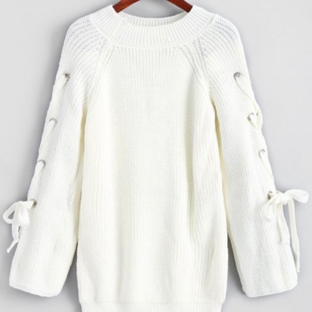 Sleeve Lace Up Sweater